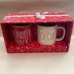 Rae Dunn REINDEER SNACKS canister & COCOA mug set